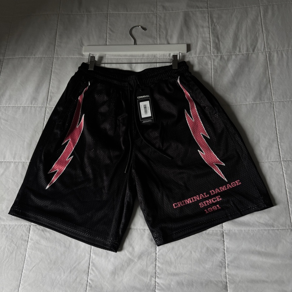 Criminal Damage Black Shorts